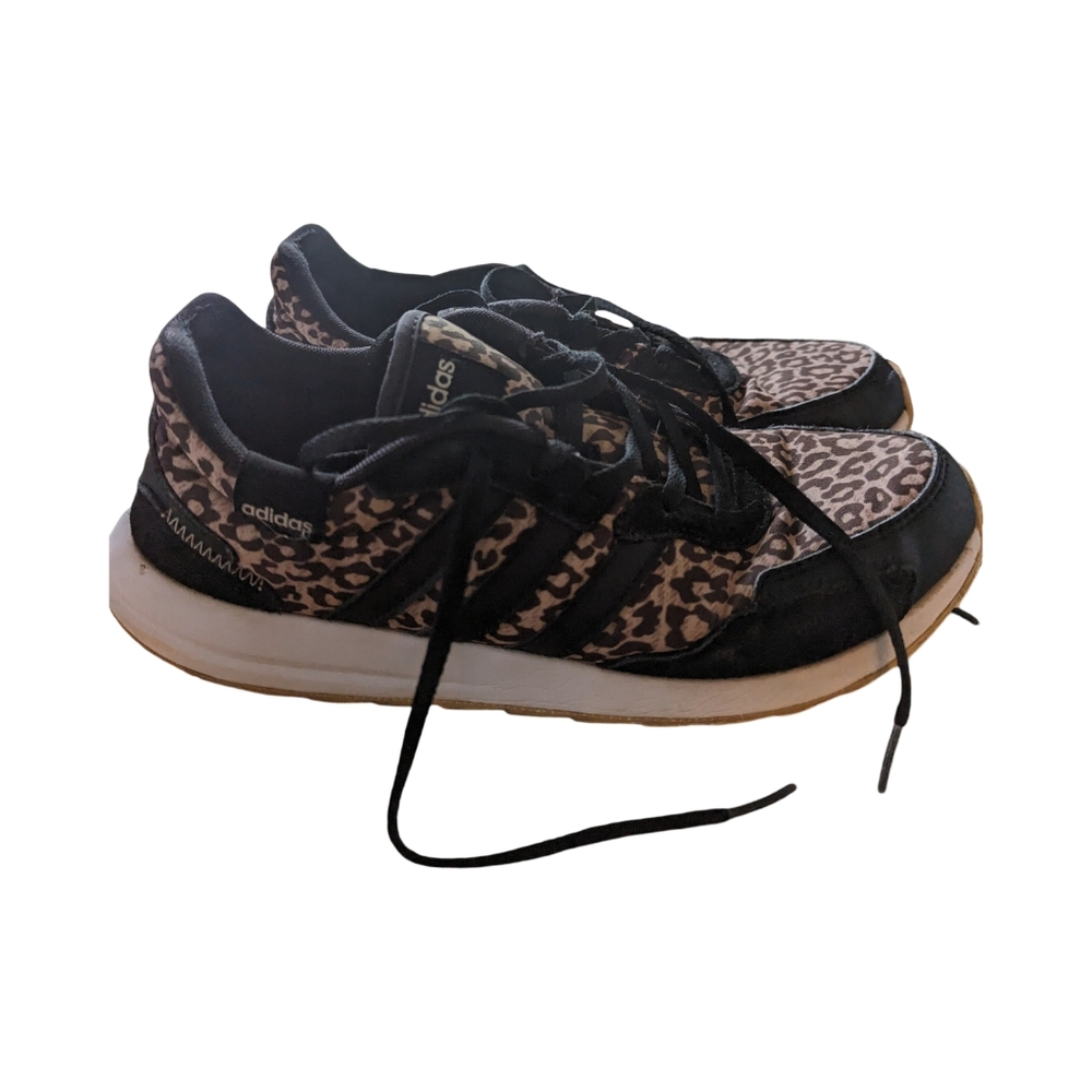 Adidas Women's Black and Brown Leopard Sneakers